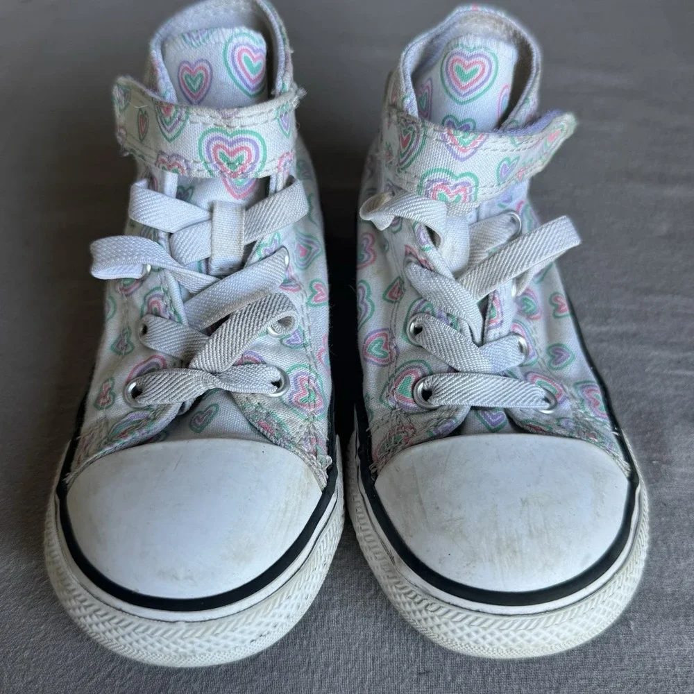 Size 9c - Converse Chuck Taylor Hi 'Colorful Hearts' Toddler Sneakers